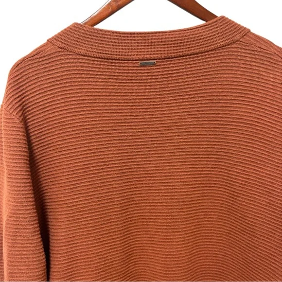 Anthropologie Sioni Wool Blend Ribbed Cardigan Burnt Orange - Picture 7 of 9